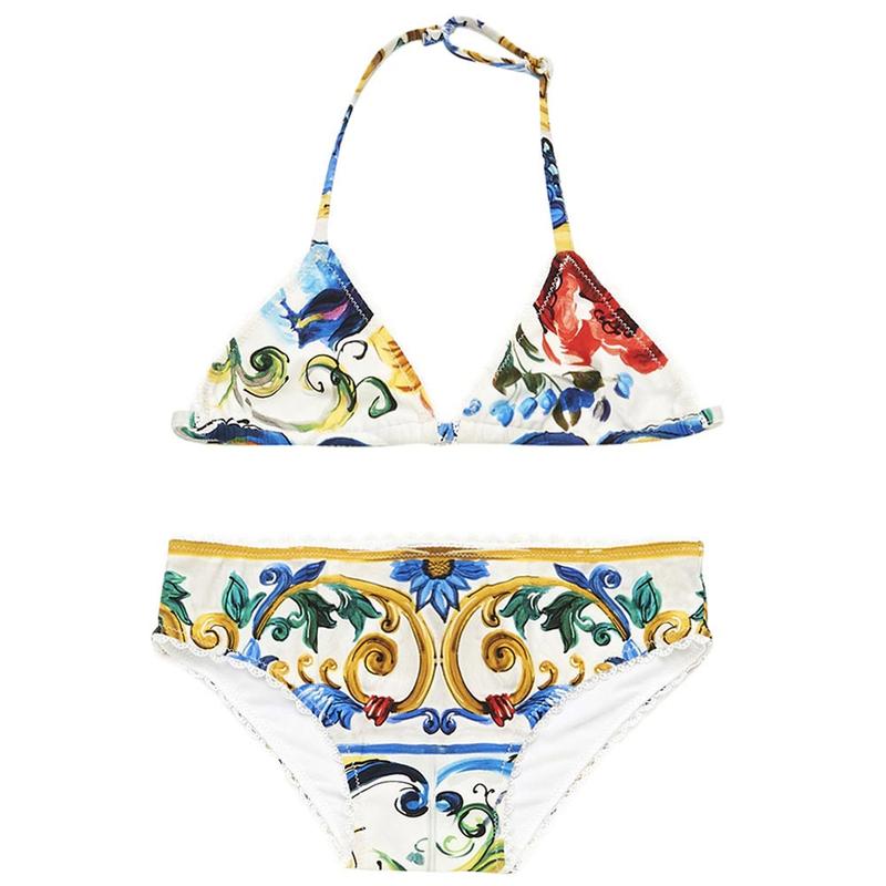 Dolce & Gabbana Florentine Tile 2 Piece Swimsuit Bikini